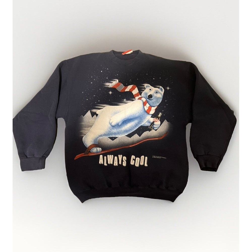 Vintage 90s Coca Cola Polar Bear Crewneck Sweatshirt Always Cool Men's X-Large